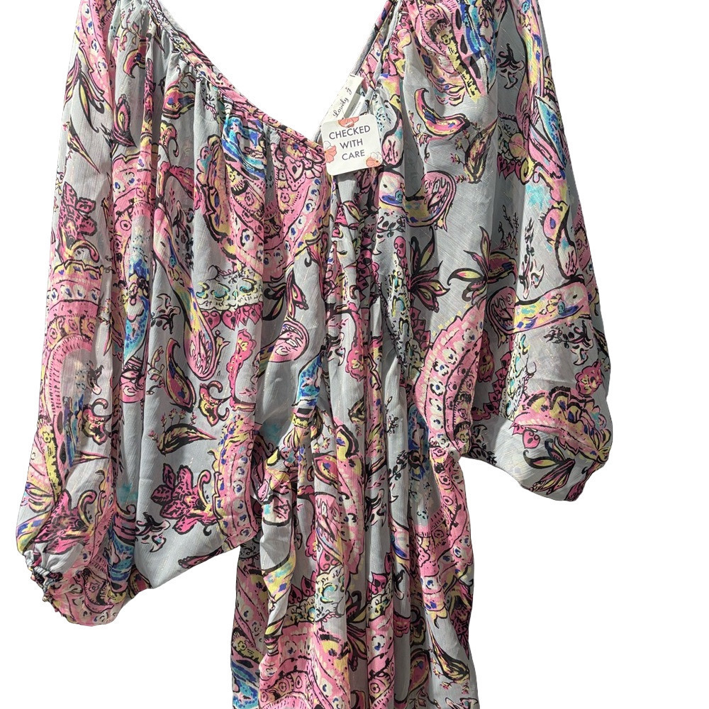 Cream Asymmetrical Ruffled 3/4 Sleeve Blouse​
